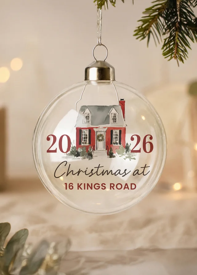 Personalised Memento Company Clear Christmas House Glass Bauble
