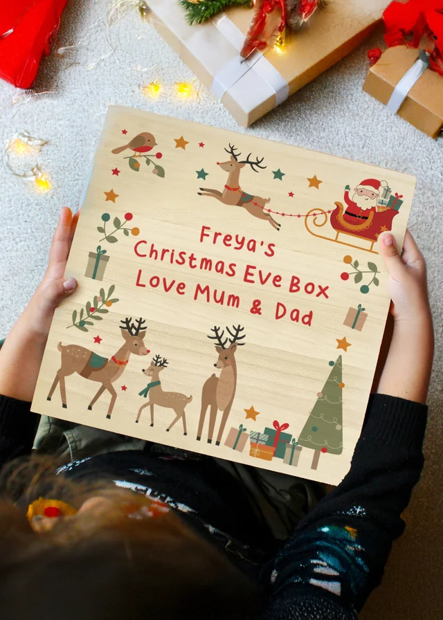Personalised Memento Company Natural Santa & Reindeer Christmas Eve Box