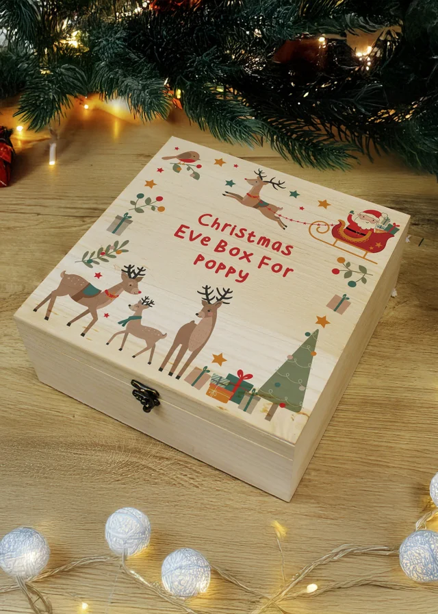 Personalised Memento Company Natural Santa & Reindeer Christmas Eve Box