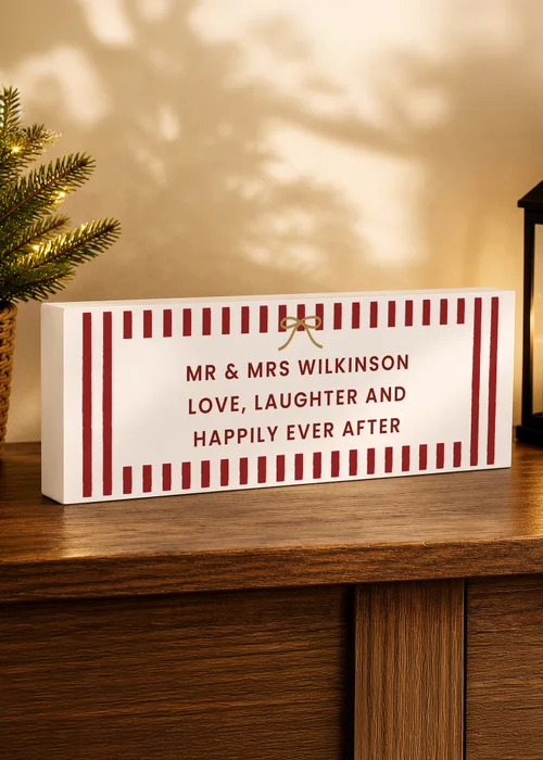Personalised Memento Company White Striped Mantel Block - One Size Image 3