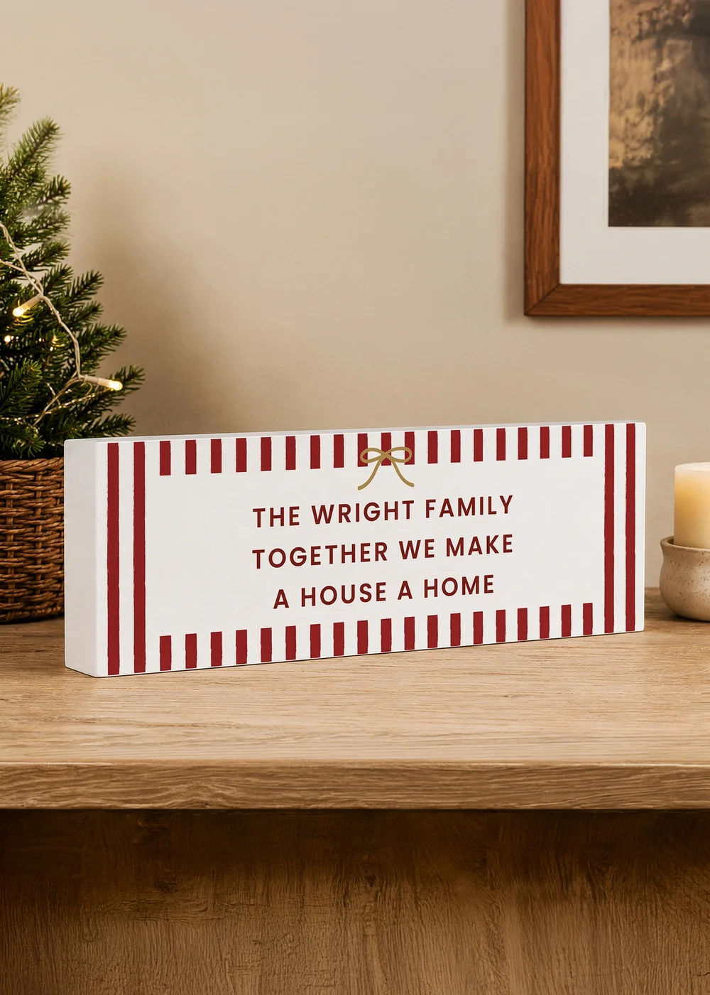 Personalised Memento Company White Striped Mantel Block - One Size Image 1