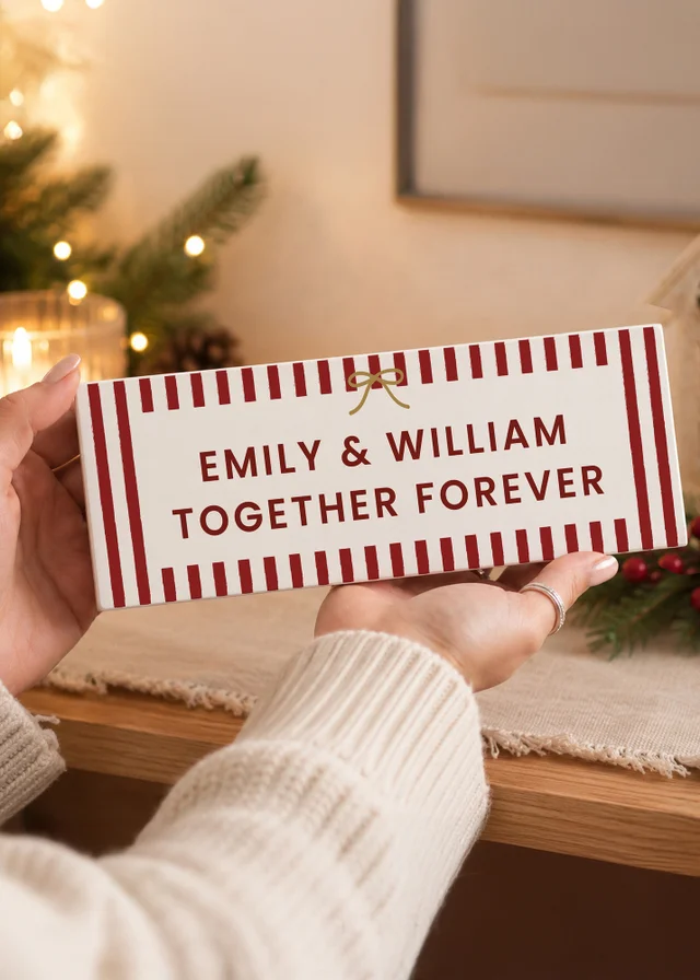 Personalised Memento Company White Striped Mantel Block