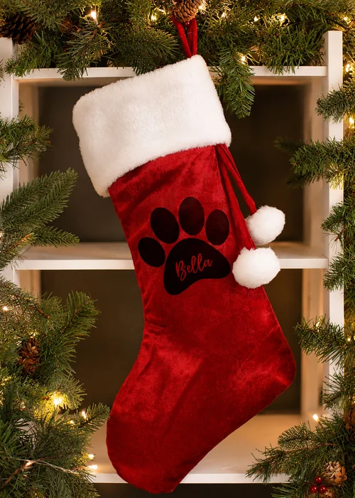 Personalised Memento Company Red Paw Print Red Stocking - One Size Image 2