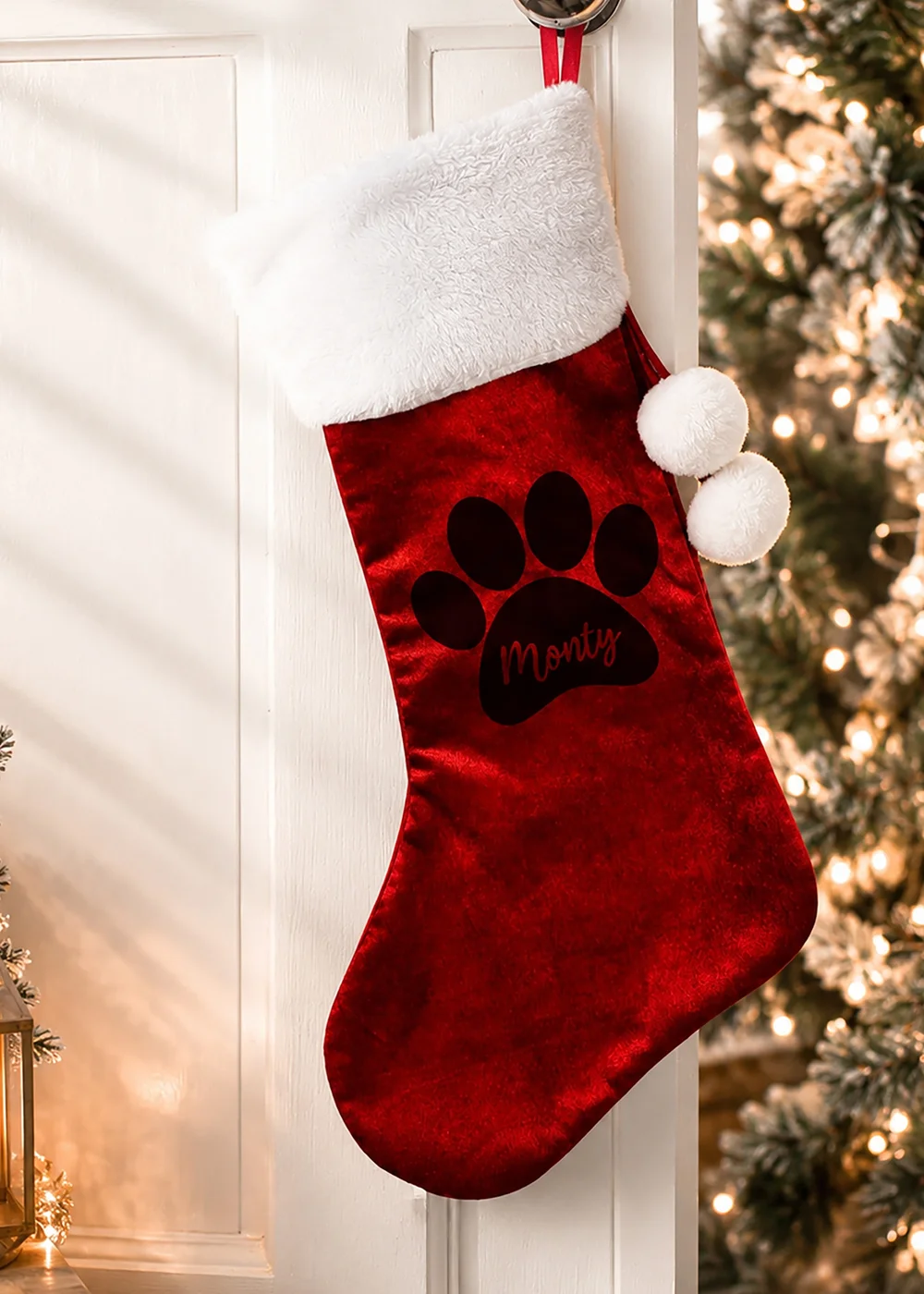Personalised Memento Company Red Paw Print Red Stocking - One Size Image 3