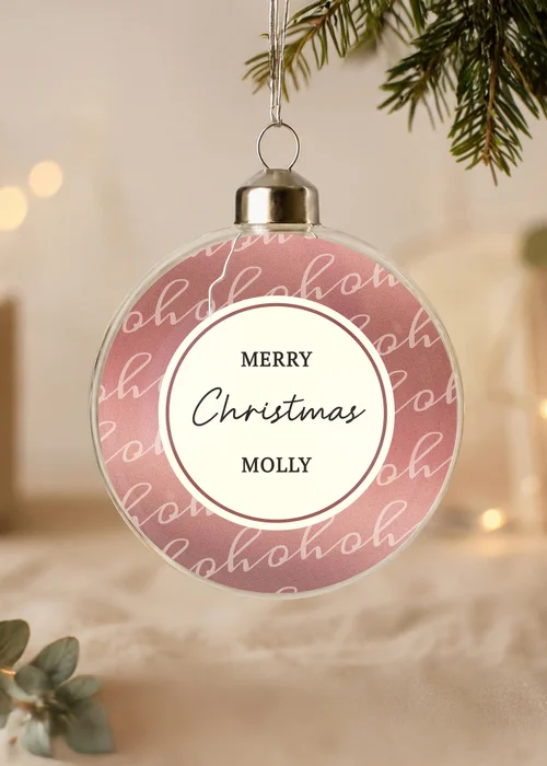Personalised Memento Company Pink Ho Ho Ho Glass Bauble - One Size Image 3