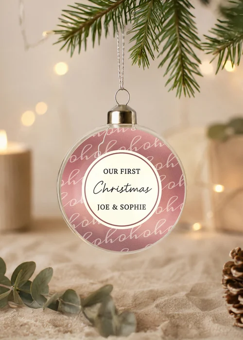 Personalised Memento Company Pink Ho Ho Ho Glass Bauble - One Size Image 1
