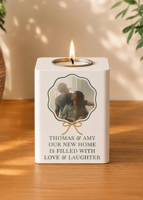 Personalised Memento Company White Scallop Photo Wooden Tealight Holder - One Size Image 2