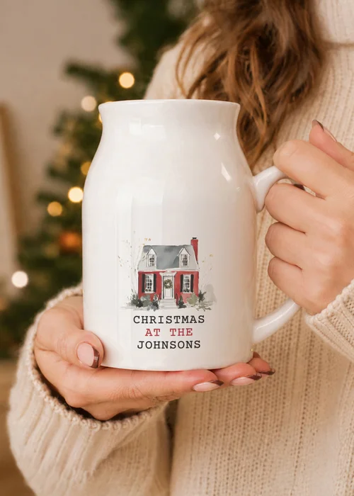 Personalised Memento Company White Christmas House Jug Vase - One Size Image 2