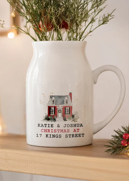Personalised Memento Company White Christmas House Jug Vase - One Size Image 1