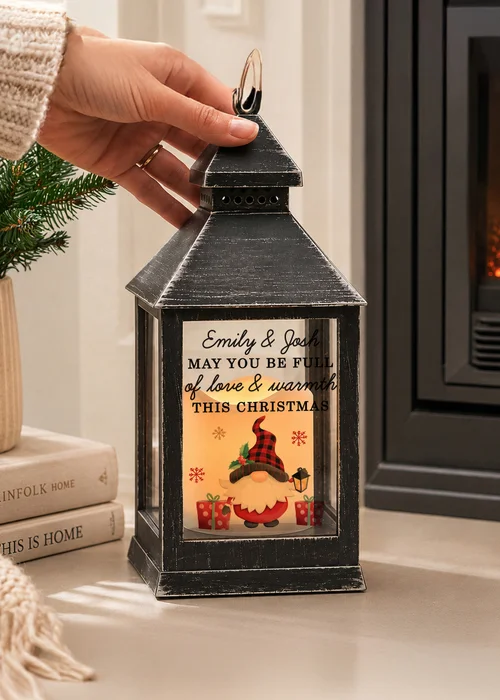 Personalised Memento Company Black Christmas Gonk LED Lantern - One Size Image 1
