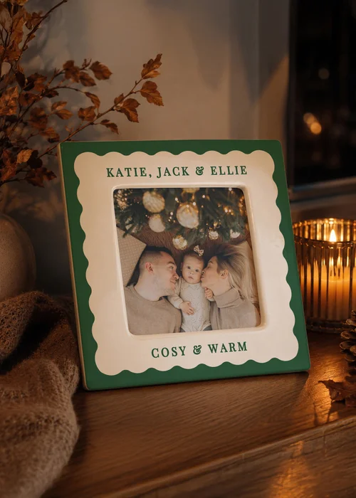 Personalised Memento Company Green Scallop Edge Ceramic 4x4 Photo Frame - One Size Image 2