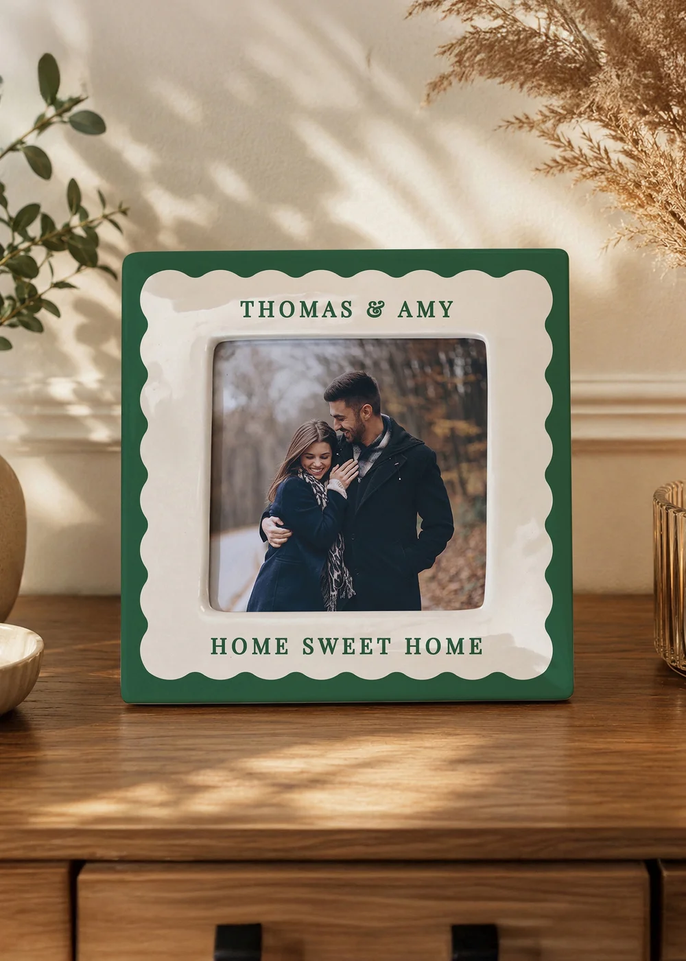 Personalised Memento Company Green Scallop Edge Ceramic 4x4 Photo Frame - One Size Image 3