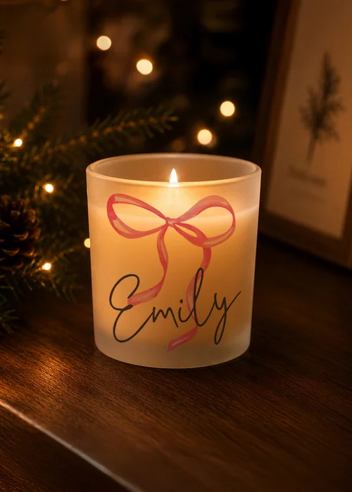 Personalised Memento Company Green Bow Frosted Candle - One Size Image 2