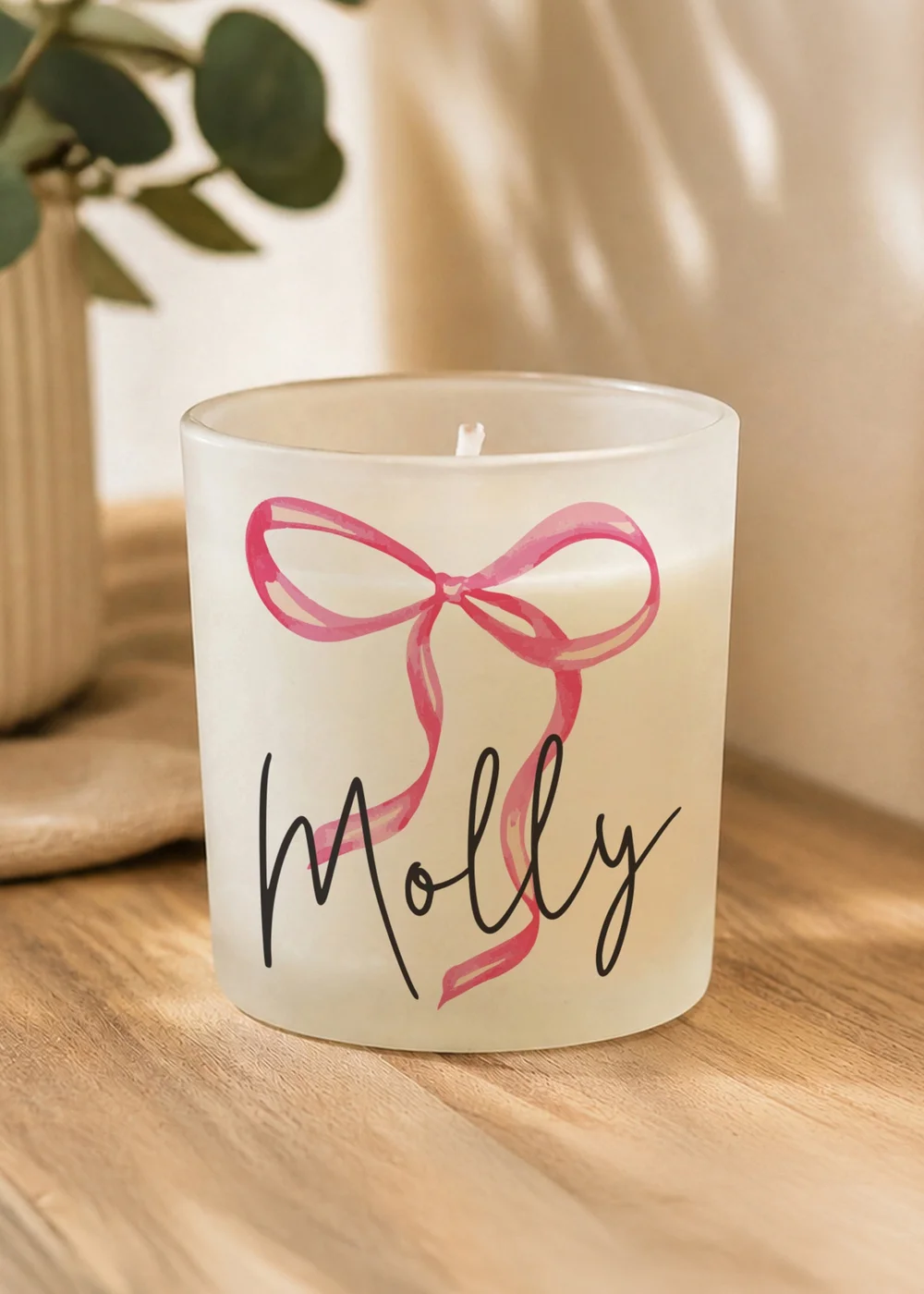 Personalised Memento Company Green Bow Frosted Candle - One Size Image 3