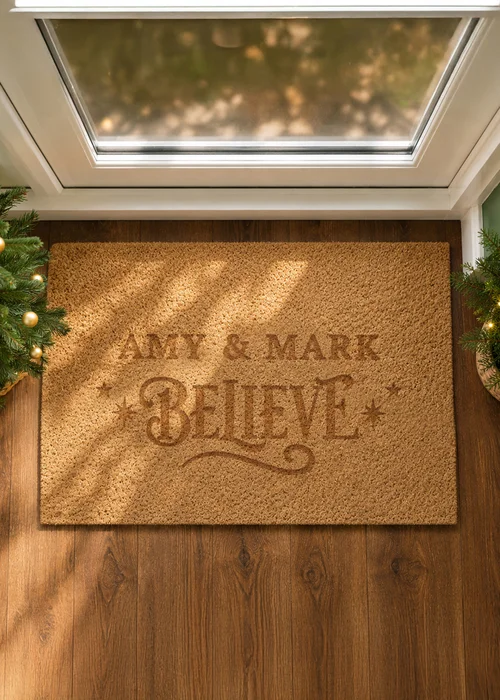Personalised Memento Company Brown Believes Rectangle Indoor Doormat - One Size Image 2