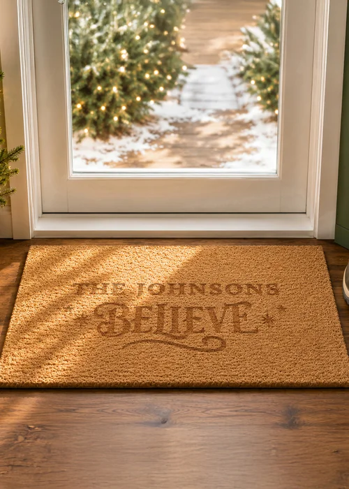 Personalised Memento Company Brown Believes Rectangle Indoor Doormat - One Size Image 3