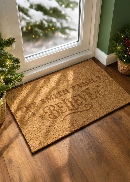 Personalised Memento Company Brown Believes Rectangle Indoor Doormat - One Size Image 1