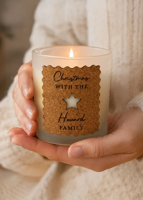 Personalised Memento Company White Christmas Star Cork Frosted Candle - One Size Image 3