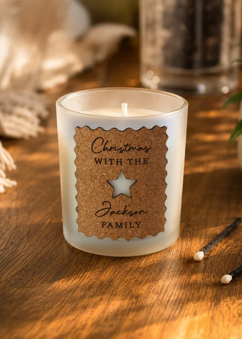 Personalised Memento Company White Christmas Star Cork Frosted Candle - One Size Image 2