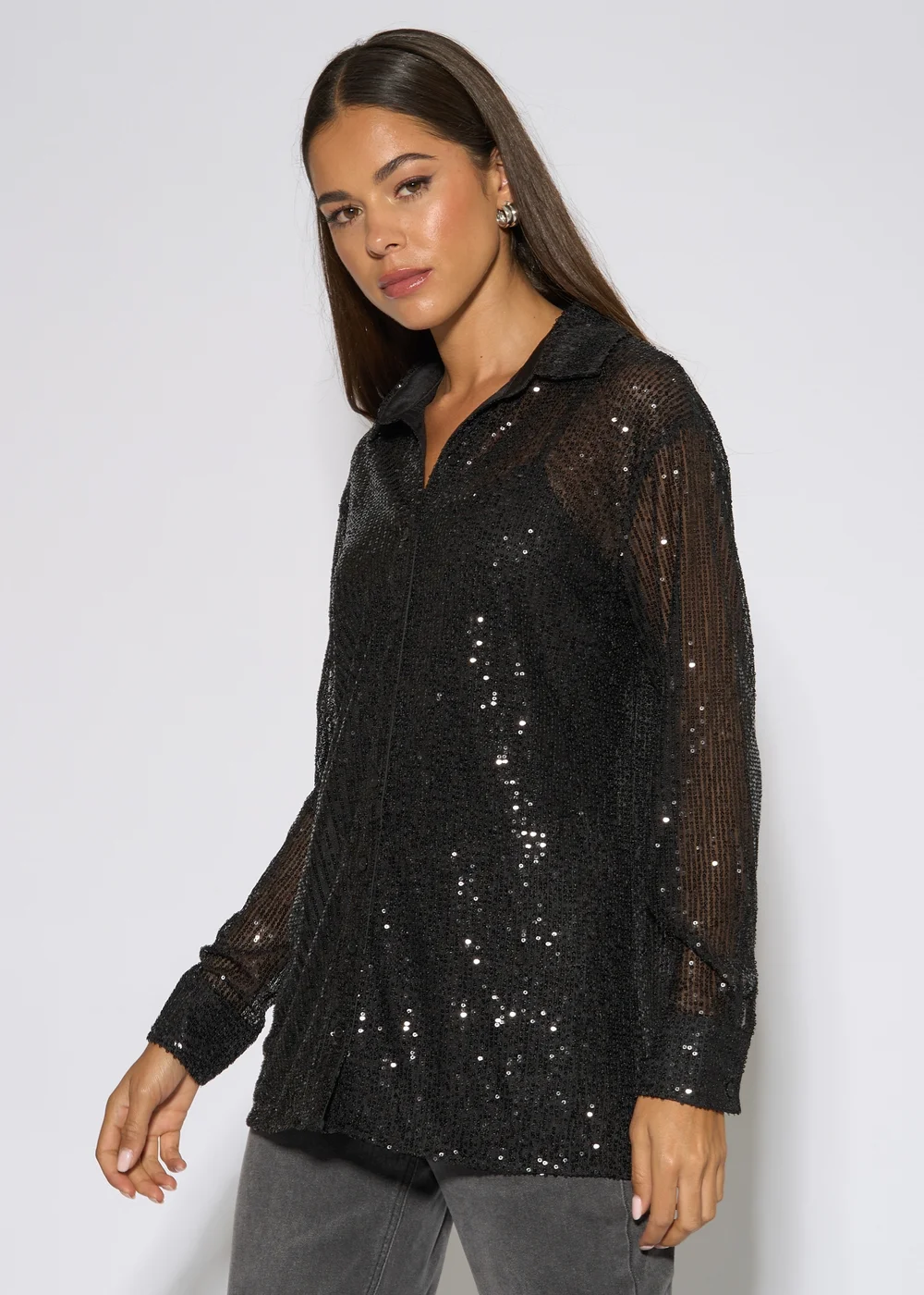 Gini London Black Sequin Long Sleeves Shirt - 10 Image 4