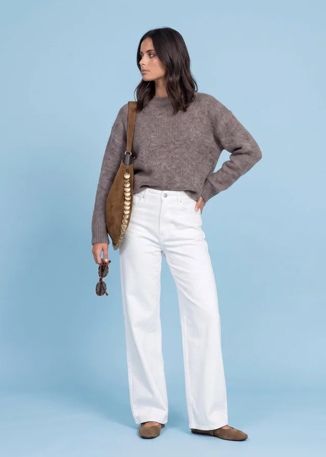 Urban Bliss Taupe Wool Blend Longline Jumper