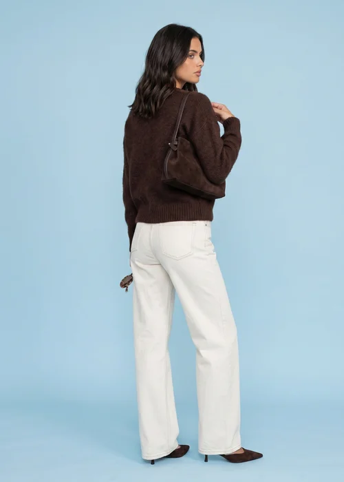 Urban Bliss Chocolate Wool Blend V Neck Jumper - L Image 3