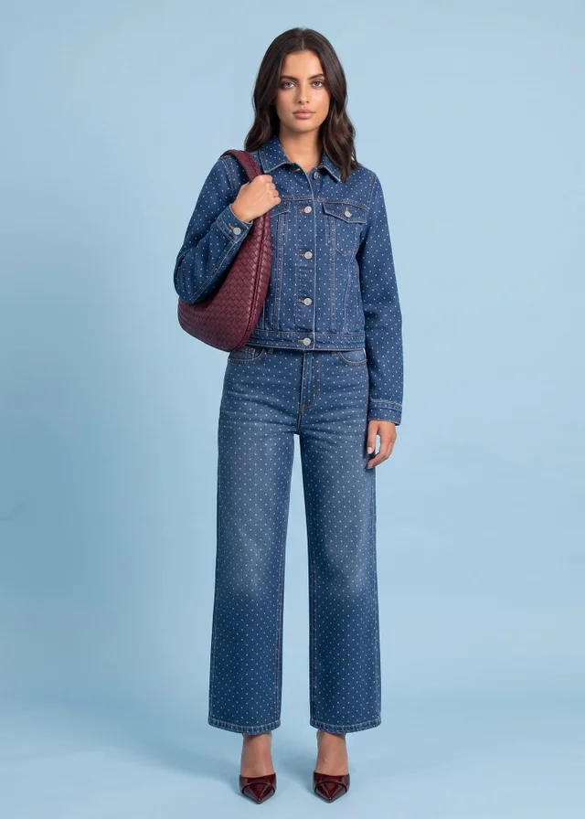 Urban Bliss Mid Blue Spot Wide Leg Mini Jean