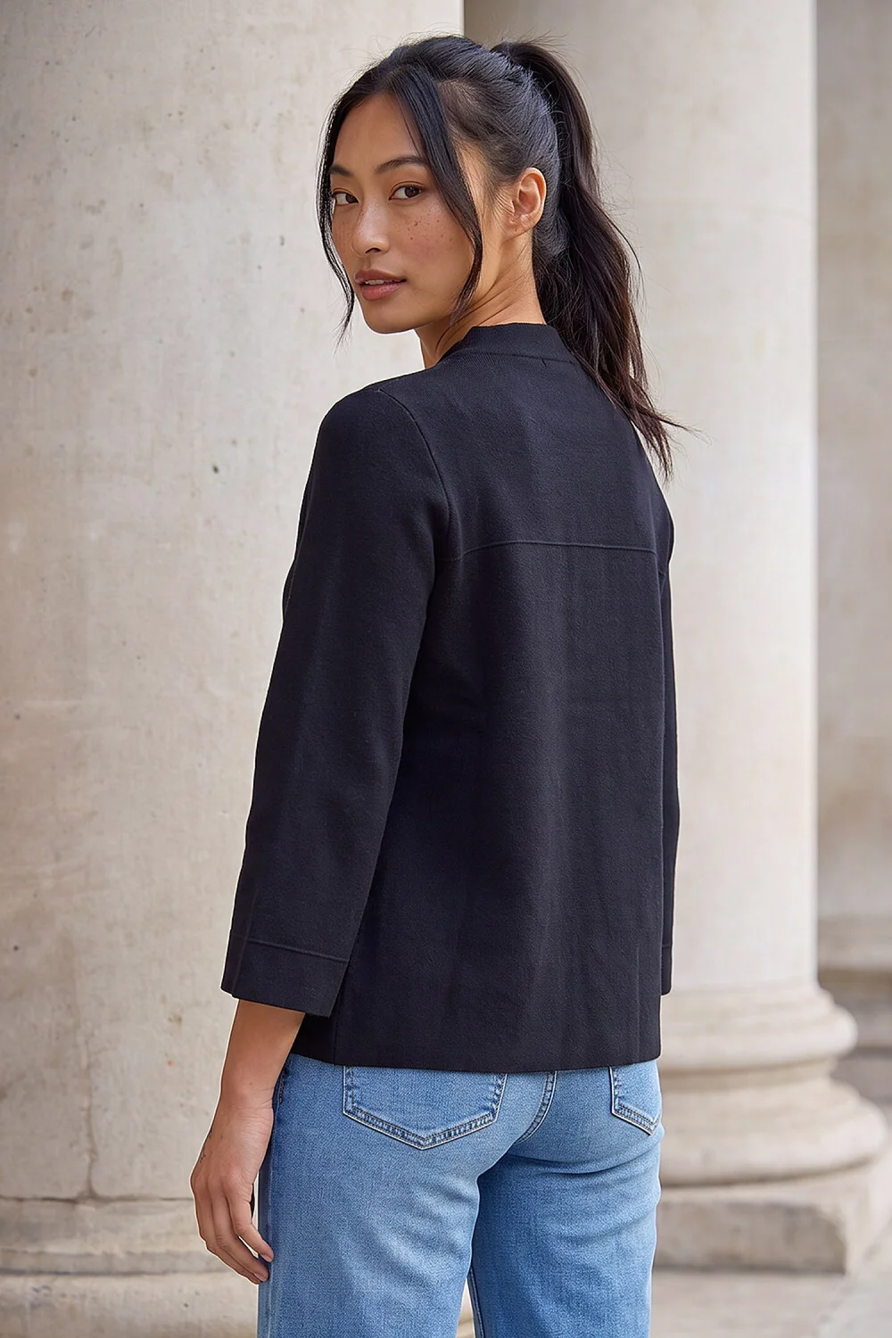 Roman Black Petite Hardware Button Cardigan - 14 Image 3