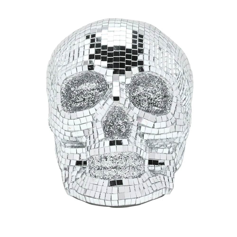 Hocus Pocus Novelties Silver Disco Skull Ornament - One Size Image 3