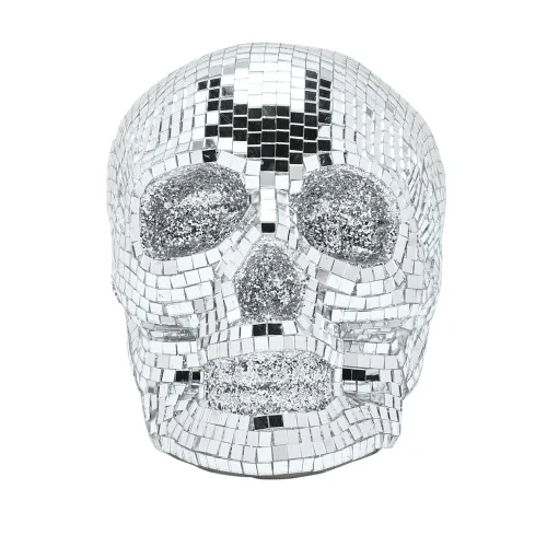 Hocus Pocus Novelties Silver Disco Skull Ornament - One Size Image 3