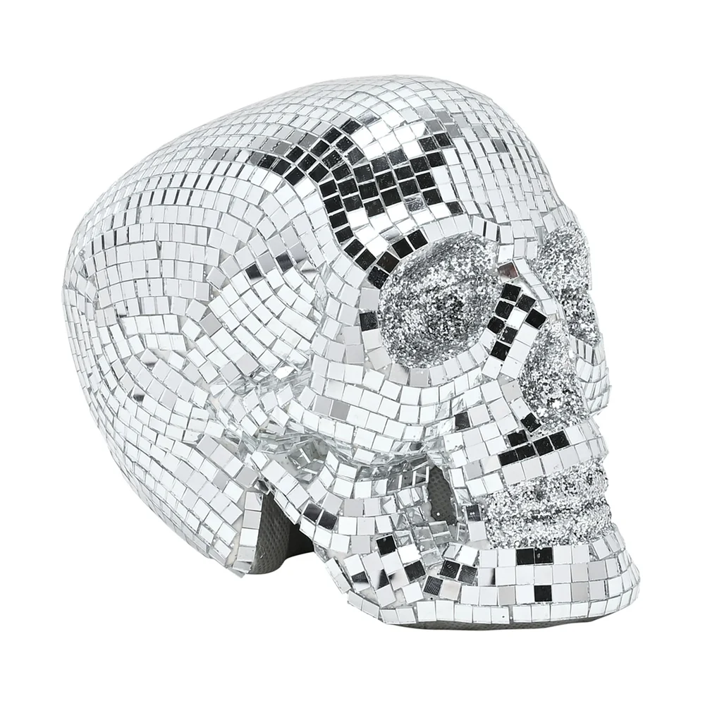 Hocus Pocus Novelties Silver Disco Skull Ornament - One Size Image 2