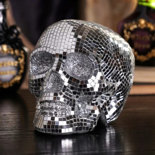 Hocus Pocus Novelties Silver Disco Skull Ornament - One Size Image 1