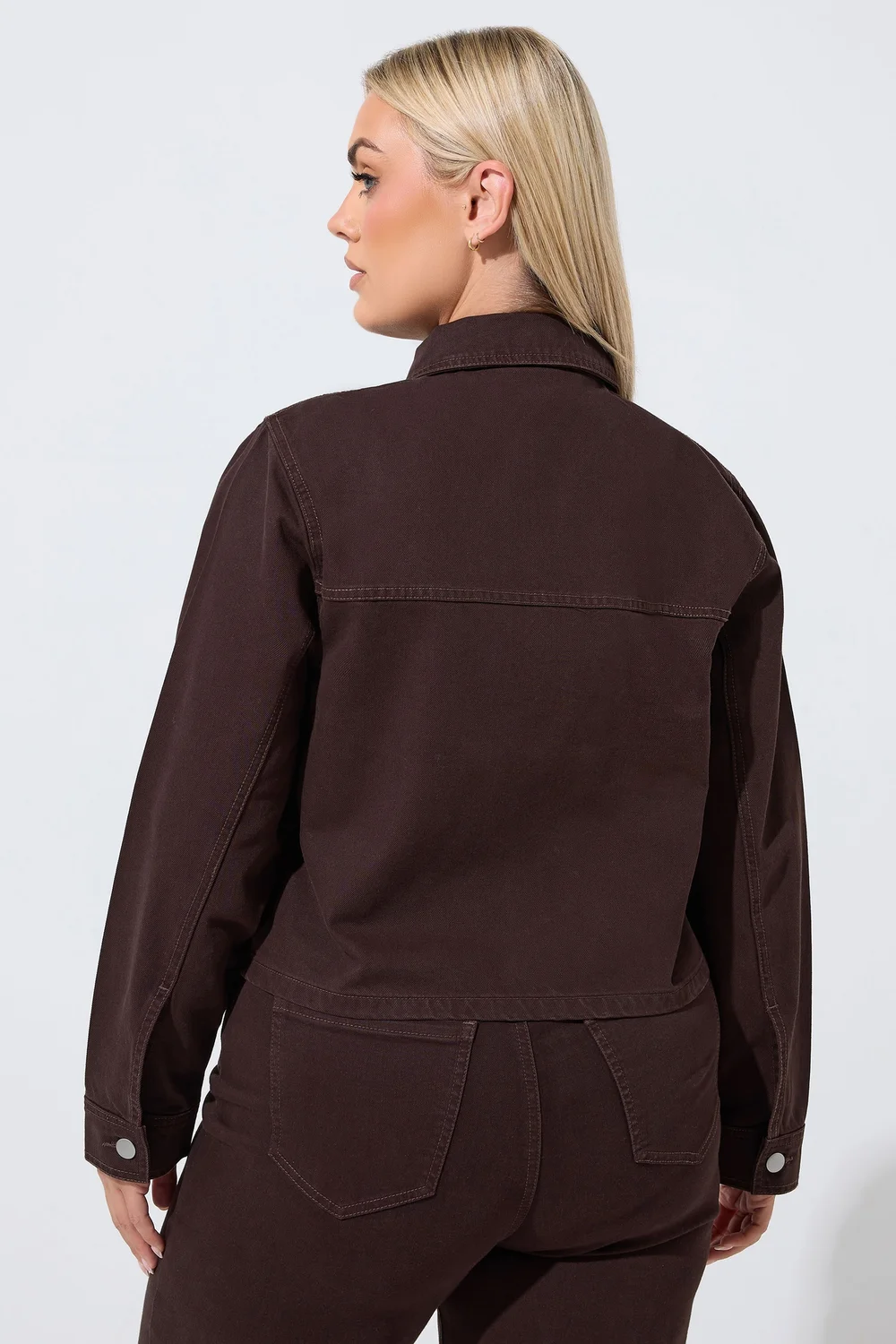 Yours Limited Curve Chocolate Brown Pocket Denim Jacket - 10 Image 5
