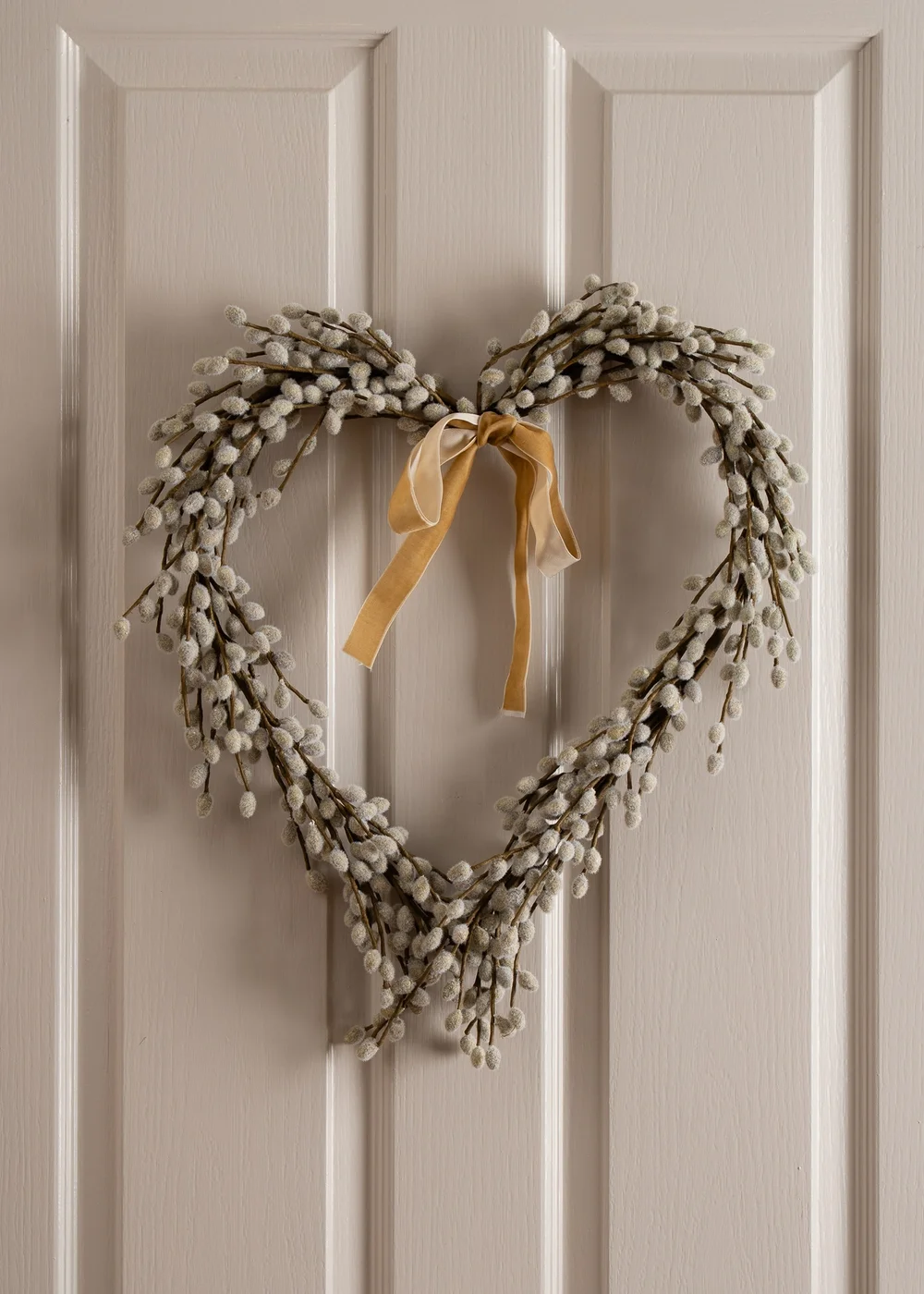 Scottish Everlastings Pussy Willow Heart Wreath 50cm - One Size Image 1