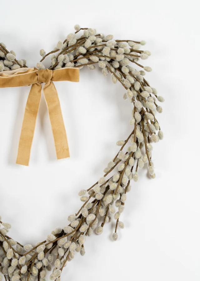 Scottish Everlastings Pussy Willow Heart Wreath 50cm