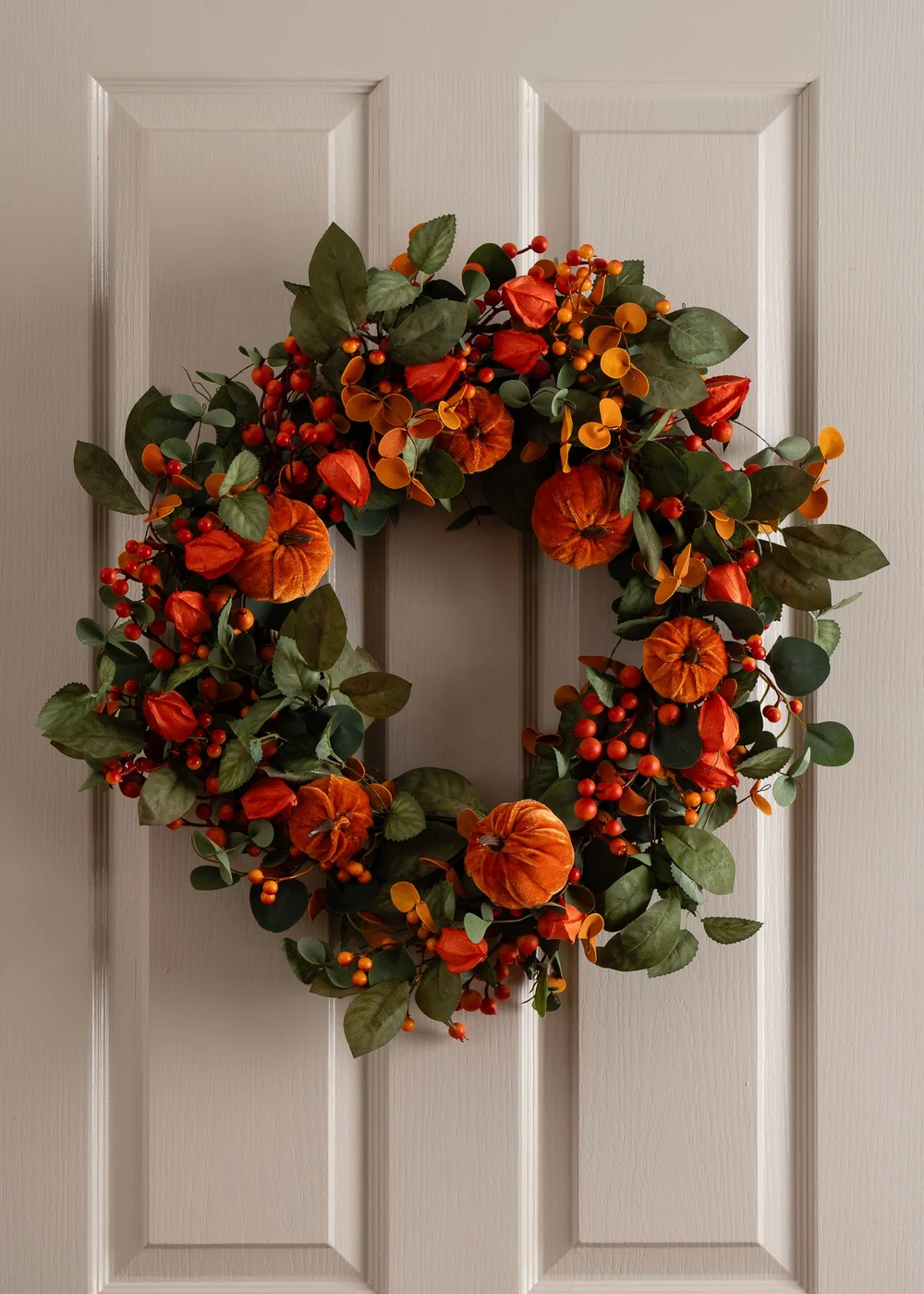 Scottish Everlastings Rich Orange Pumpkin Wreath 60cm - One Size Image 1