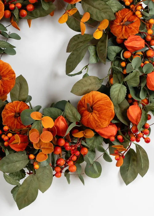 Scottish Everlastings Rich Orange Pumpkin Wreath 60cm - One Size Image 2