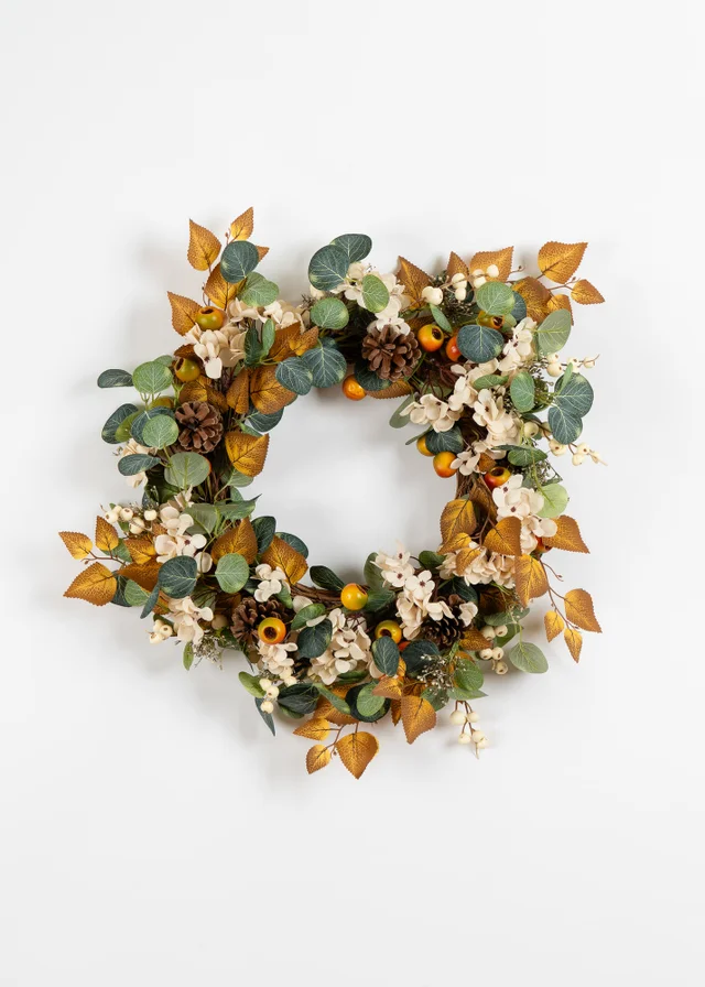 Scottish Everlastings Hydrangea & Foliage Wreath 60cm