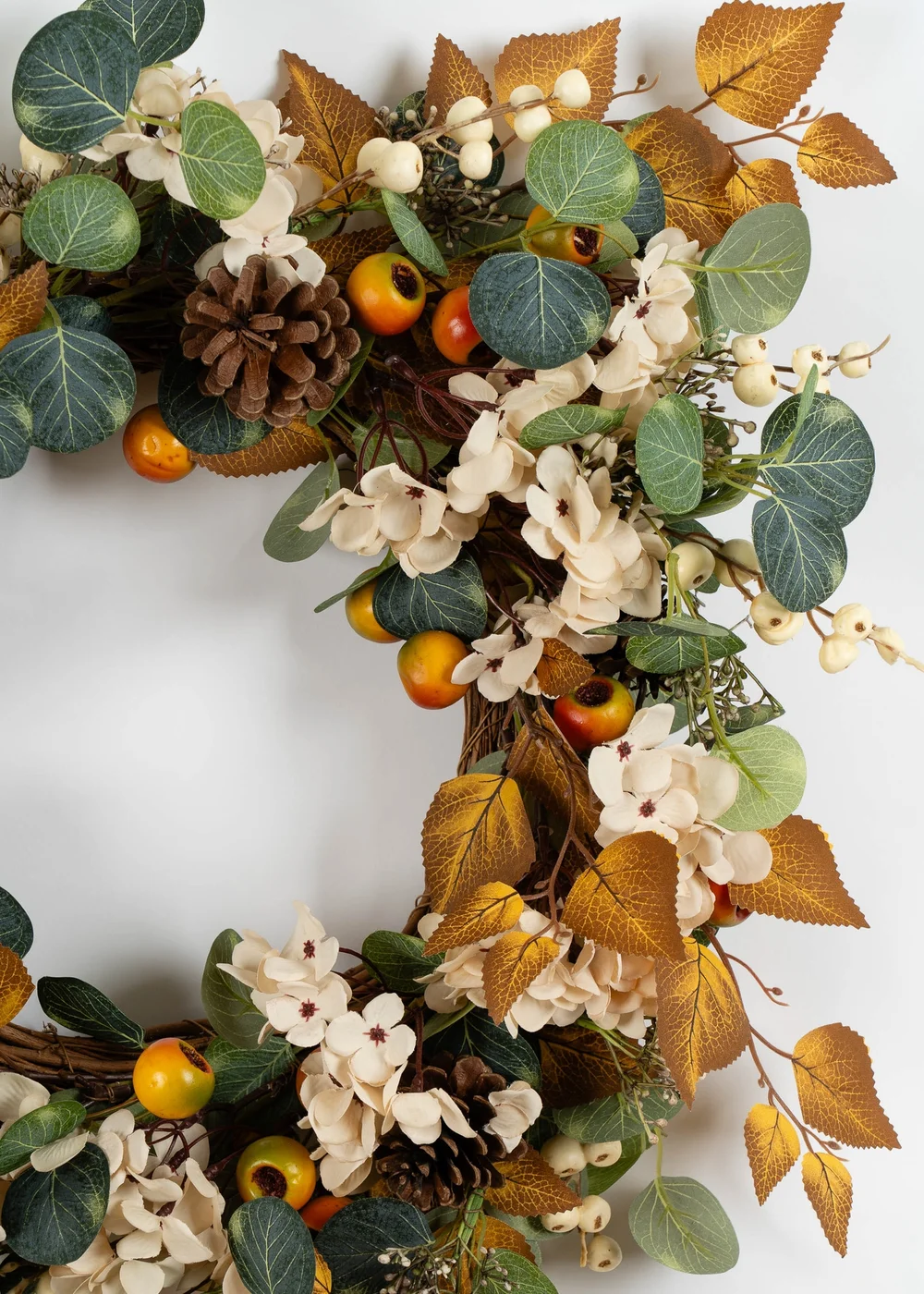 Scottish Everlastings Hydrangea & Foliage Wreath 60cm - One Size Image 3