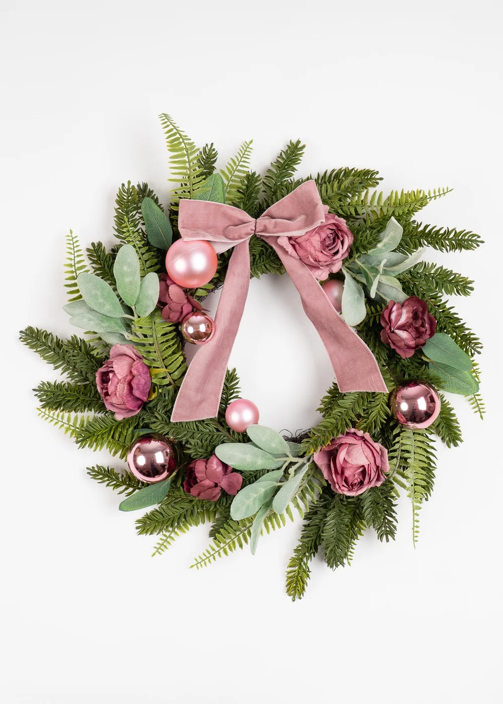 Scottish Everlastings Dusky Rose Wreath with Pink Velvet Bow 50cm - One Size Image 4