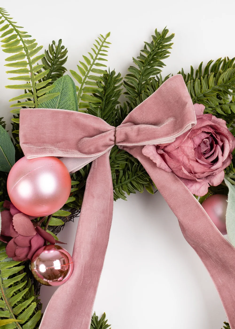 Scottish Everlastings Dusky Rose Wreath with Pink Velvet Bow 50cm - One Size Image 3