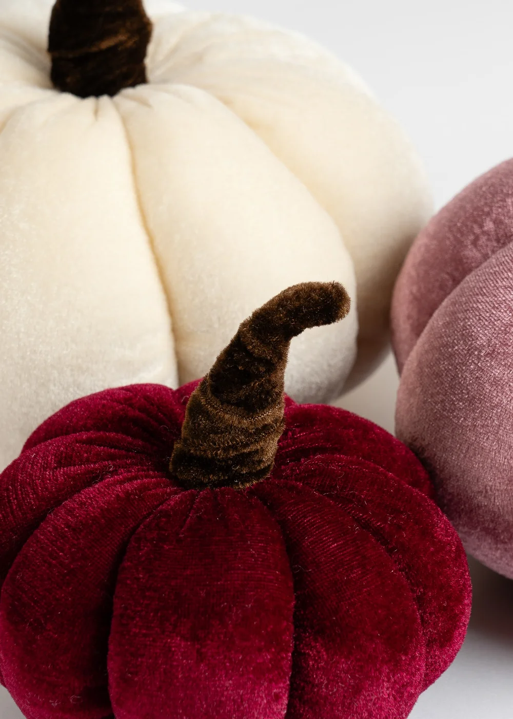 Scottish Everlastings Set of 3 Velvet Plush Pumpkins - Pinks - One Size Image 3