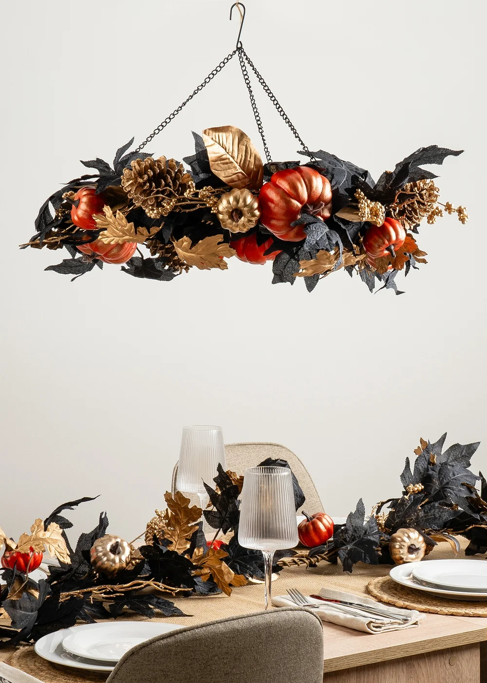 Scottish Everlastings Premium Hanging Wreath Black / Gold 55cm - One Size Image 1