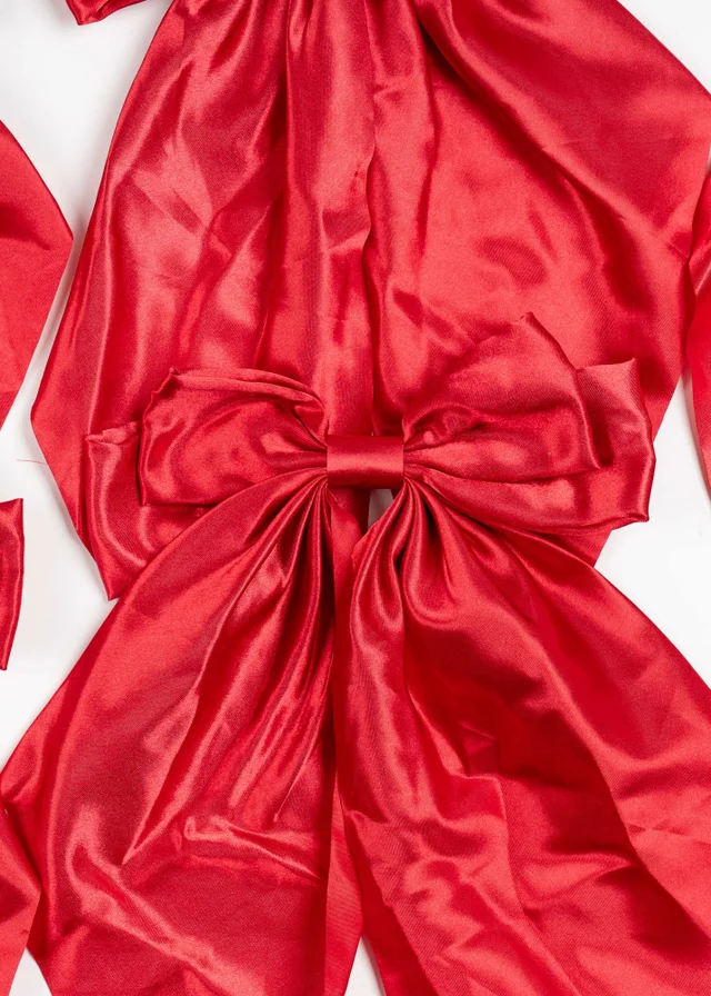 Scottish Everlastings Satin Bow Clip 6pc Set Red 19cm