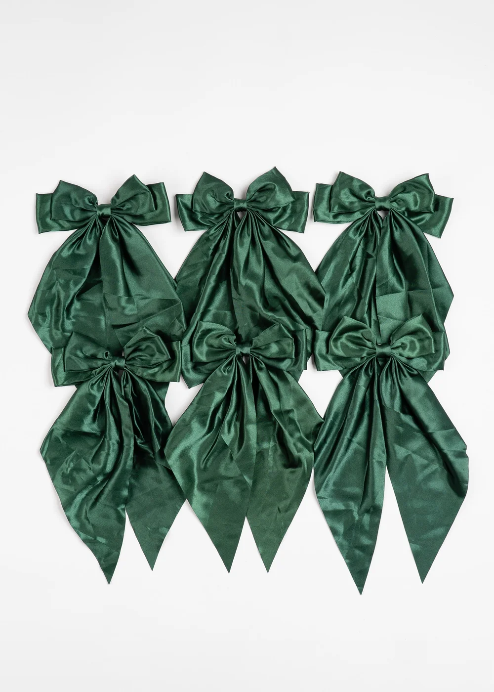 Scottish Everlastings Satin Bow Clip 6pc Set Green 19cm - One Size Image 3