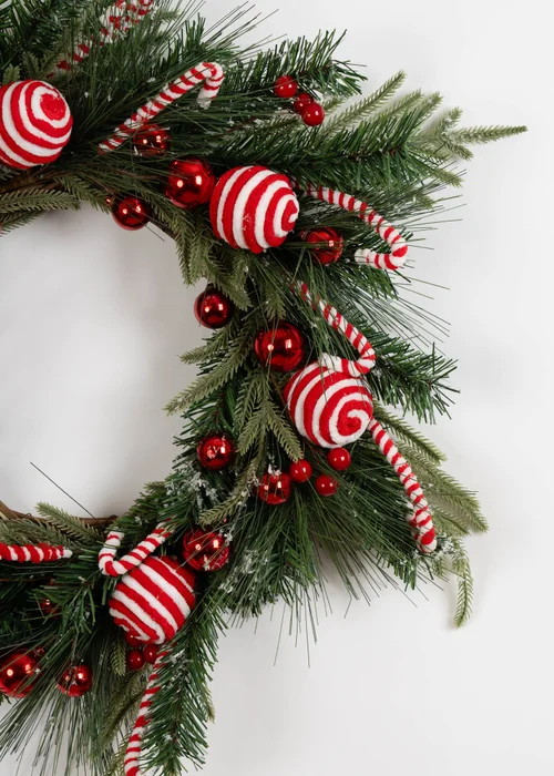 Scottish Everlastings Candy Cane Wreath 55cm - One Size Image 2