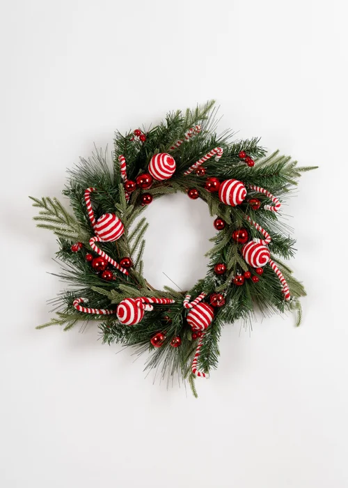 Scottish Everlastings Candy Cane Wreath 55cm - One Size Image 3