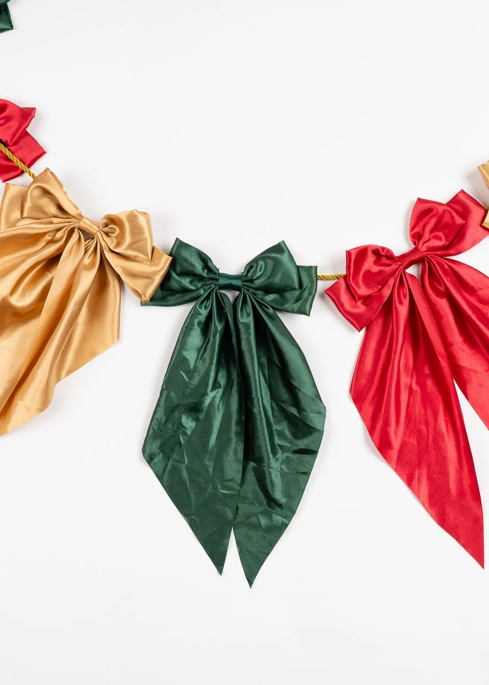 Scottish Everlastings Satin Bow Garland Red-Gold-Green 180cm - One Size Image 2