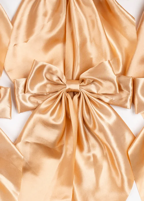 Scottish Everlastings Satin Bow Clip 6pc Set Gold 19cm - One Size Image 2