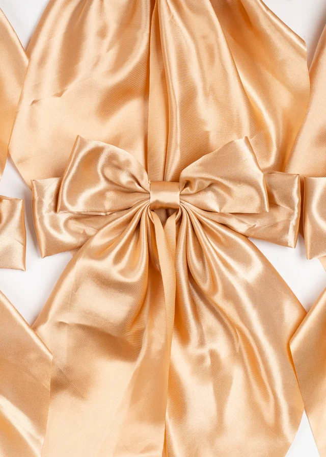 Scottish Everlastings Satin Bow Clip 6pc Set Gold 19cm